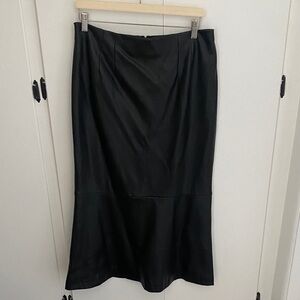 STAUD black, faux-leather midi skirt